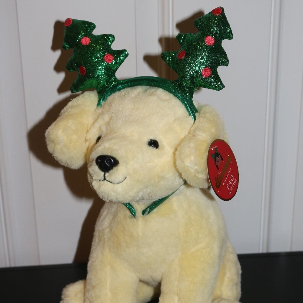 F.A.O Schwartz yellow lab dog Sparklers wear and share with removeable tree head